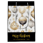 Gold Silver Black Christmas Ornaments Geschenktasc Mittlere Geschenktüte (Rückseite)