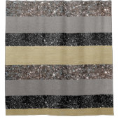 Gold Silver Black Glitzer Glaver Streifen #1 (Imit Duschvorhang (Vorderseite)