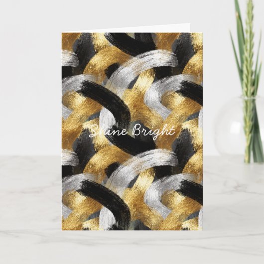 Gold Silver Black Stripes Christmas Celebration Karte (Vorderseite)