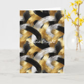 Gold Silver Black Stripes Christmas Celebration  Karte (Gelbe Blume)