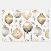Gold Silver Black Vintage Weihnachtsschmuck Geschenkpapier Set (Vorderseite)