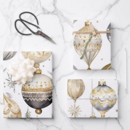 Gold Silver Black Vintage Weihnachtsschmuck Geschenkpapier Set