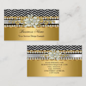Gold Silver Black Zickzack Diamond Pearl Floral Visitenkarte (Vorne/Hinten)