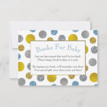 Gold Silver Blue Dots Baby Showkarte