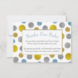 Gold Silver Blue Dots Baby Showkarte Einladung