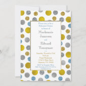 Gold Silver Blue Dots Probe Abendessen Einladung (Vorderseite)