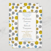 Gold Silver Blue Dots Probe Abendessen Einladung (Vorne/Hinten)