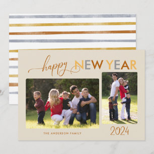 Gold Silver Bronze Happy New Year 2 Fotos Urlaub Feiertagskarte