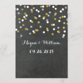 Gold Silver Chalkboard Confetti Wedding Menü Menükarte (Rückseite)