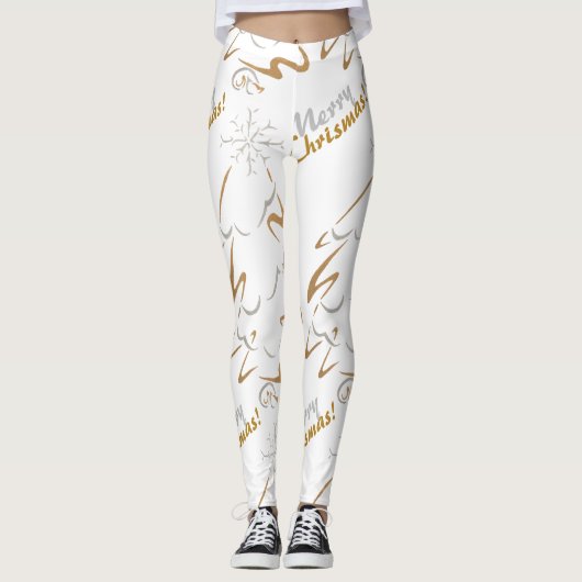 Gold & Silver Chrismas Tree Leggings (Vorderseite)