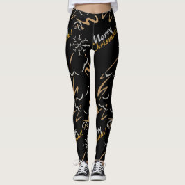 Gold & Silver Chrismas Tree (schwarz) Leggings