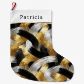 Gold Silver Christmas Black Celebration Großer Weihnachtsstrumpf (Vorderseite)