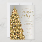 Gold Silver Christmas Tree Company Holiday Party Einladung (Vorderseite)