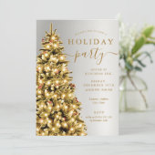 Gold Silver Christmas Tree Company Holiday Party Einladung (Stehend Vorderseite)