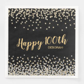 Gold Silver Confetti 100. Geburtstagsparty Serviette (Vorderseite)