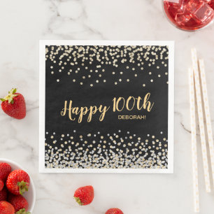 Gold Silver Confetti 100. Geburtstagsparty Serviette