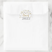 Gold Silver Confetti Abschluss 2025 Runder Aufkleber (Tasche)