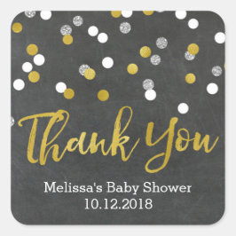 Gold Silver Confetti Baby Dusche Danke Sticker