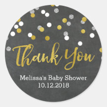 Gold Silver Confetti Baby Dusche Danke Sticker