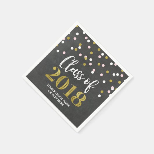 Gold Silver Confetti Class of 2018 Abschluss Serviette (Ecke)