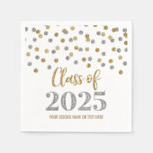 Gold Silver Confetti Class of 2025 Napkins Serviette (Vorderseite)