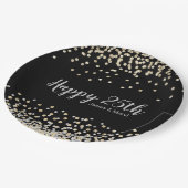 Gold Silver Confetti Custom 25-jähriges Party Pappteller (Schrägansicht)