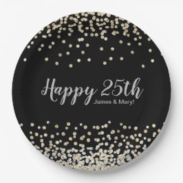 Gold Silver Confetti Custom 25-jähriges Party Pappteller