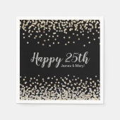 Gold Silver Confetti Custom 25-jähriges Party Serviette (Vorderseite)