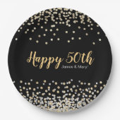 Gold Silver Confetti Custom 50-jähriges Party Pappteller (Vorderseite)