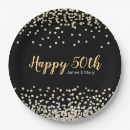 Gold Silver Confetti Custom 50-jähriges Party Pappteller