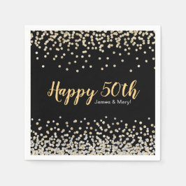 Gold Silver Confetti Custom 50-jähriges Party Serviette
