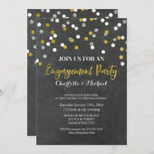 Gold Silver Confetti Engagement Party Einladung (Vorne/Hinten)
