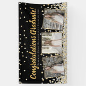 Gold Silver Confetti Foto Collage Abschluss Banner (Vertikal)