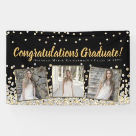 Gold Silver Confetti Foto Collage Abschluss Banner