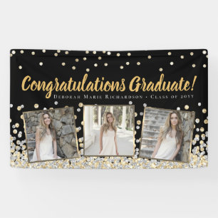 Gold Silver Confetti Foto Collage Abschluss Banner