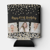 Gold Silver Confetti FotoCollage 100. Geburtstag Dosenkühler (Rückseite)