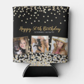 Gold Silver Confetti FotoCollage 50. Geburtstag Dosenkühler (Vorderseite)