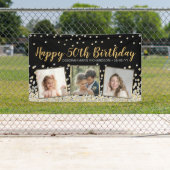 Gold Silver Confetti Photo Collage 50th Birthday Banner (Insitu)