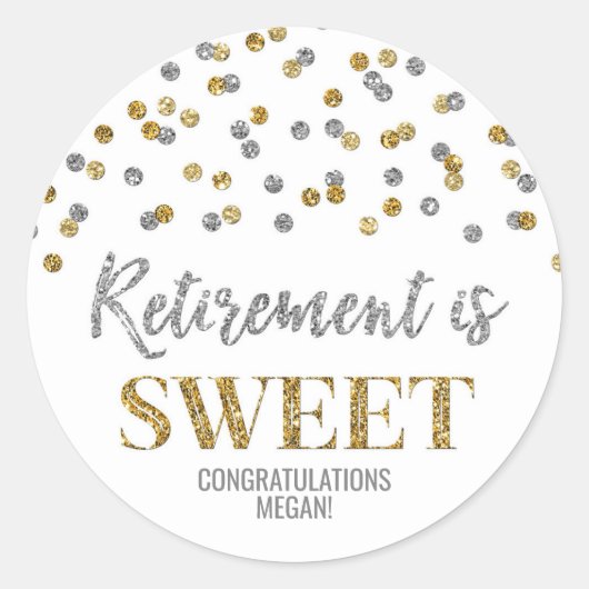 Gold Silver Confetti Rente ist süß Runder Aufkleber (Vorderseite)