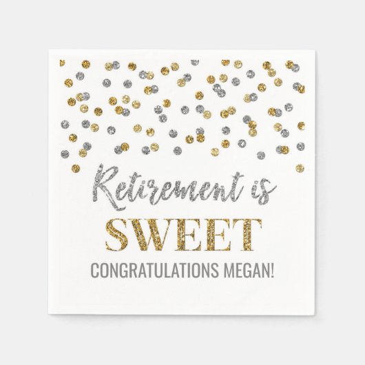 Gold Silver Confetti Rente ist süß Serviette (Vorderseite)