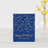 Gold Silver Confetti SVG Happy Birthday Navy Blue Karte (Gelbe Blume)