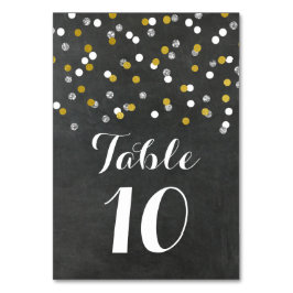 Gold Silver Confetti Wedding Tischnummer Cards