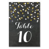 Gold Silver Confetti Wedding Tischnummer Cards (Rückseite)