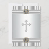 Gold Silver Cross Girls Erste Kommune Einladung (Rückseite)