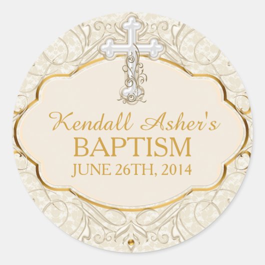 Gold & Silver Cross Taufe Christening Sticker (Vorderseite)
