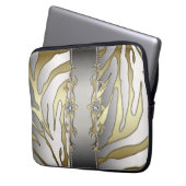 Gold Silver Diamond Zebra Laptop Sleeve (Vorderseite Links)