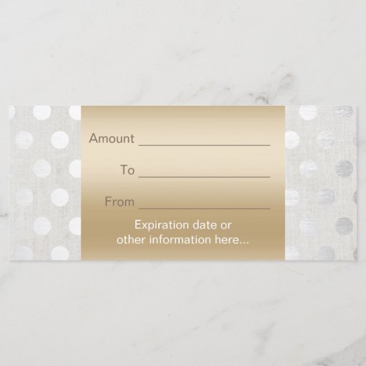 Gold & Silver Dots Salon Geschenkgutschein (Rückseite)