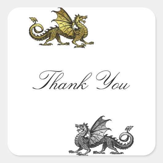Gold Silver Dragon Danke Stickers (Vorderseite)