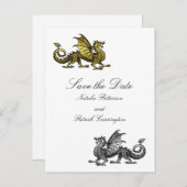 Gold Silver Dragon Save the Date Postcard Ankündigungspostkarte (Vorne/Hinten)