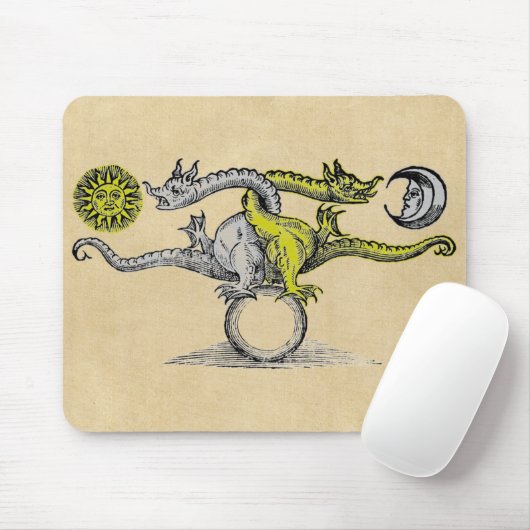 Gold & Silver Dragon Symbol Mousepad (Mit Mouse)